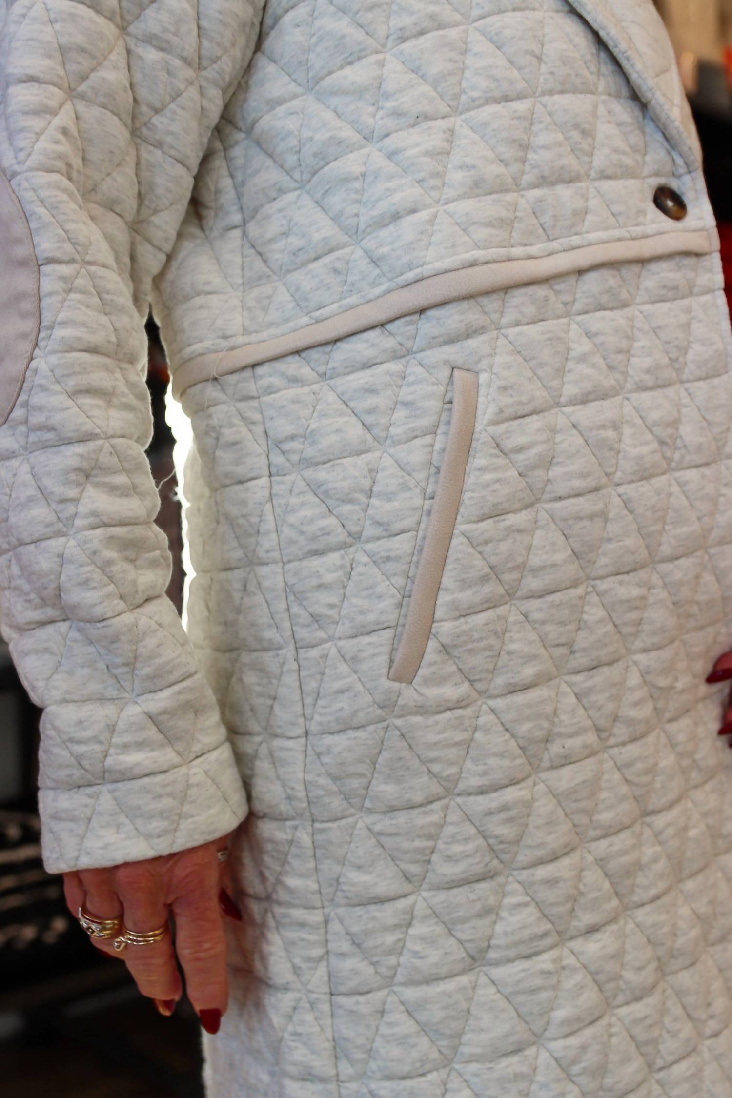 Thml - Long Quilted Jacket With Suede Detail