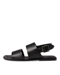Coach Men's Leather Two Strap Sandal in black - men's sandal