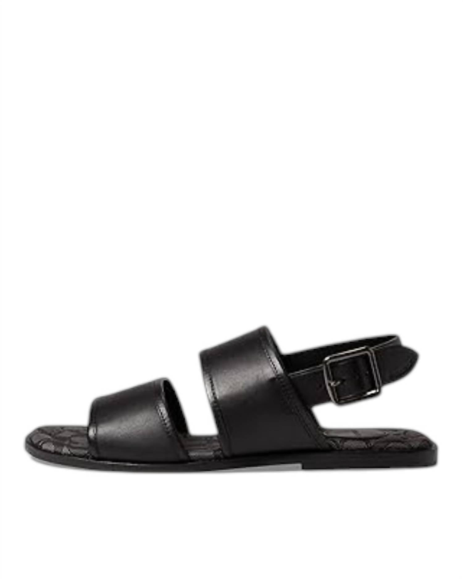 Coach Men's Leather Two Strap Sandal in black - men's sandal