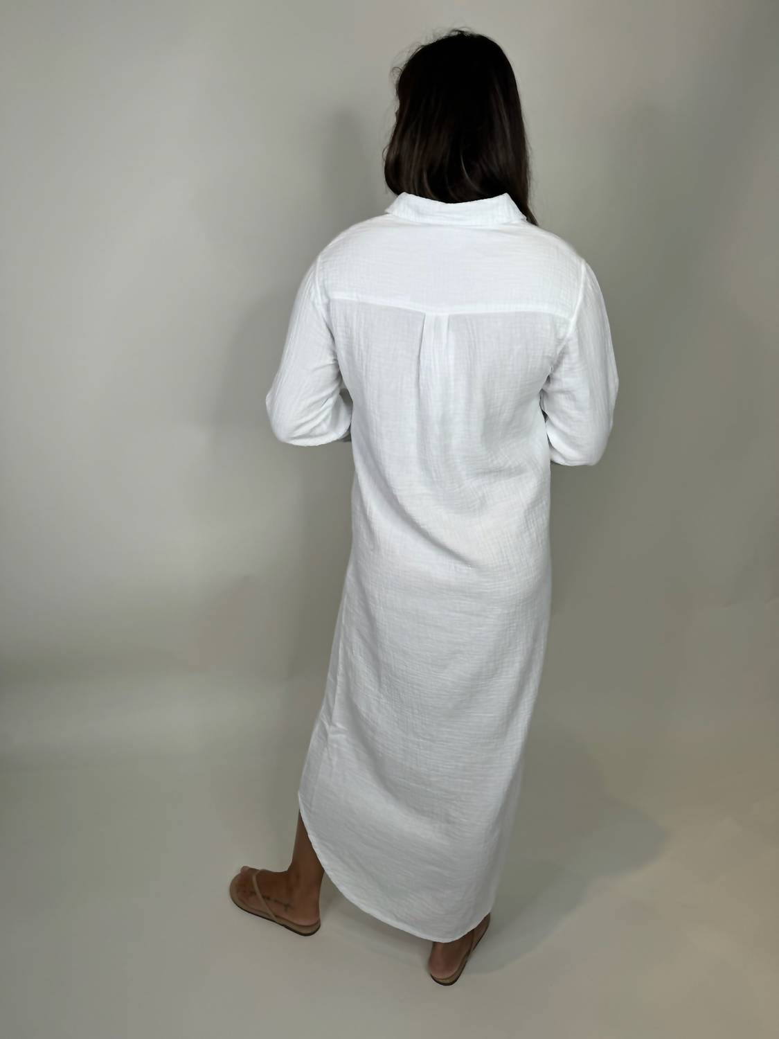 Bobi - Button Front Maxi Shirt Dress