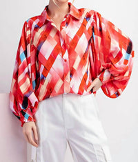 Ee:Some - Printed Puff Sleeve Top