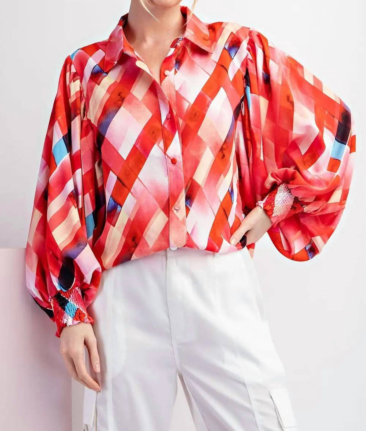 Ee:Some - Printed Puff Sleeve Top
