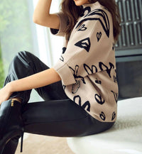 Frank Lyman - Brisa Mock Neck Heart And Rhinestone Embellished Pullover Sweater