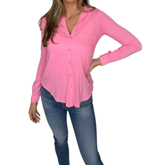 Bobi - Long Sleeve Button Front Tee