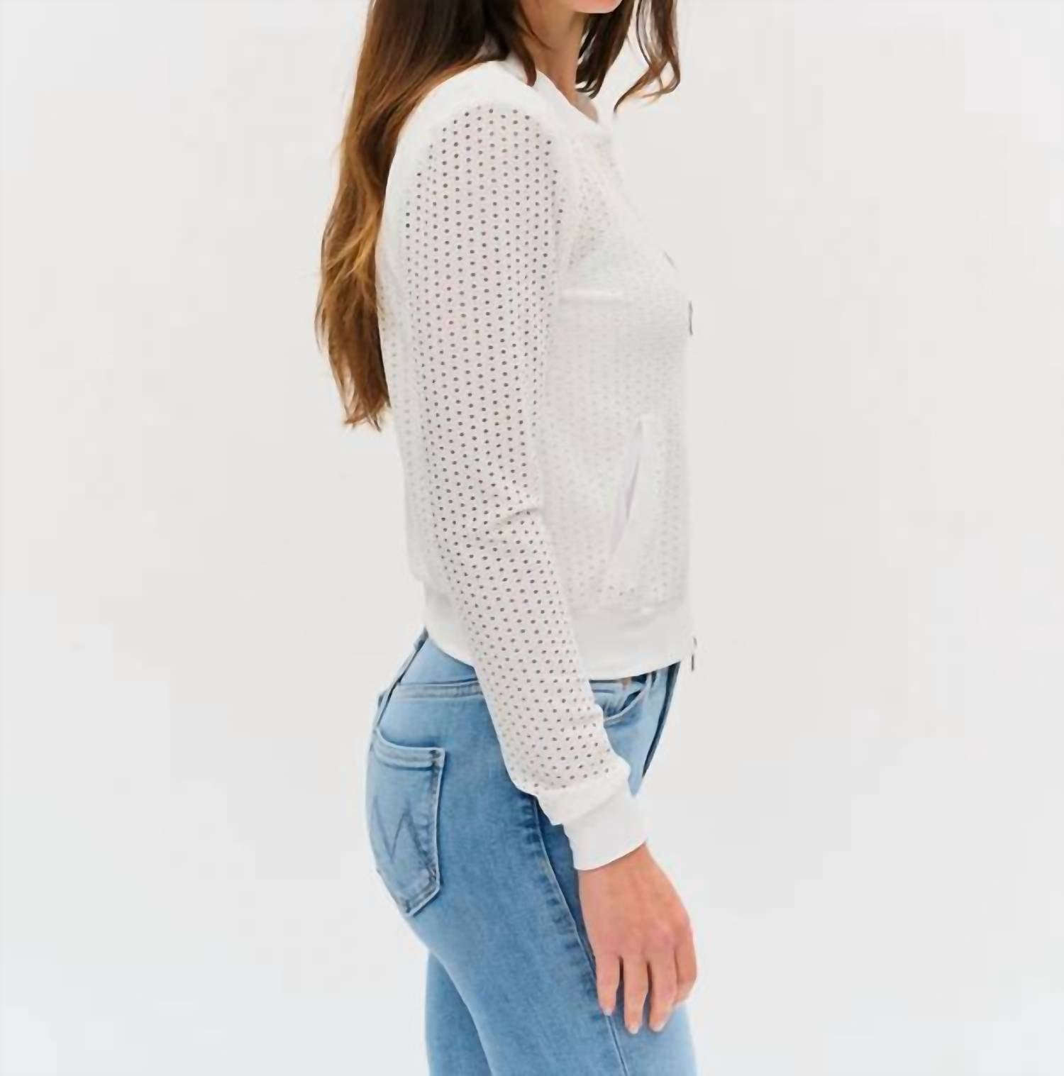 Six/Fifty - Cutout Knit Zip Up Jacket