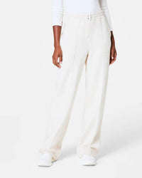 Spanx Airessentials Brushed Straight Leg Pants in heather cream - women's pants - detail view