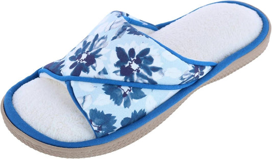 Isotoner - Women's Cotton Floral Keilly Slide With Enhanced Heel Cushion