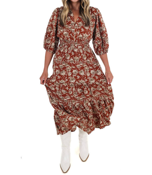 She + Sky - Acorn Trail Printed Midi Dress