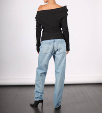 A.W.A.K.E. Mode - Off Shoulder Sweater With Spoon Brooch