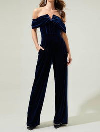 Sugarlips - Velvet Off the Shoulder Jumpsuit