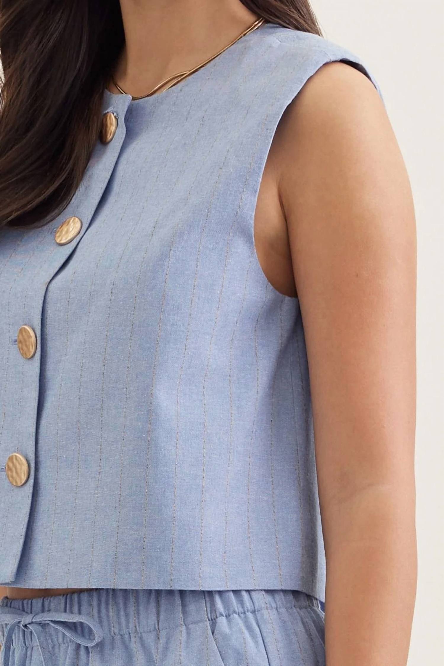 Entro - Striped Sleeveless Cropped Vest