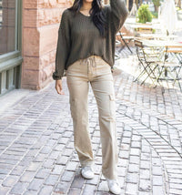 Grace and Lace Boyfriend Slouchy Knit Sweater in olive - women's sweater - view 7