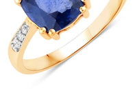 Diana M Jewels Women's Cushion Natural Sapphire Fashion Ring (2.31 Ct) - Classic Plus in 18k yellow gold - women's jewelry