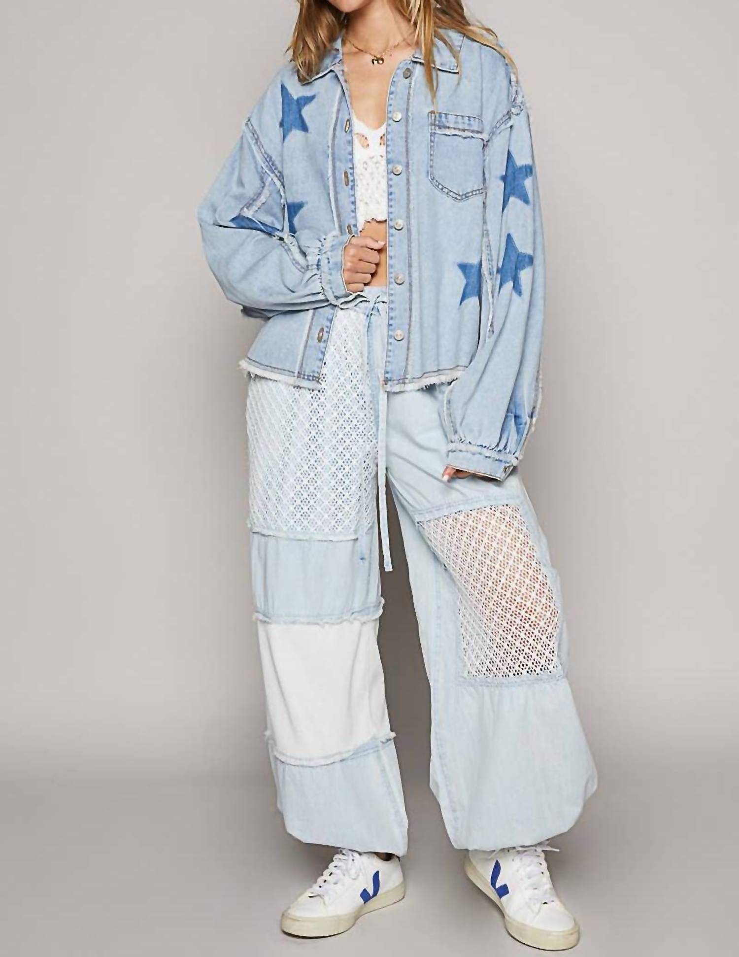 POL Star Jean Shacket in denim - women's jacket - view 4