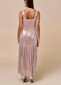 Lalavon - Front Hook and Eye Sequin Maxi Dress