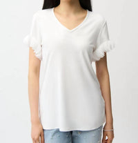 Joseph Ribkoff - Jersey Fitted Top With Laser Cut Chiffon Sleeve