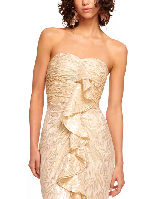 Ramy Brook - Ruffled Metallic Silk Strapless Dress