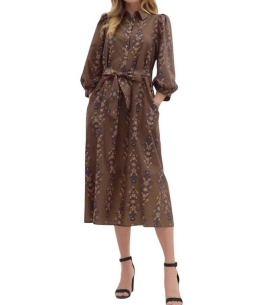 Entro - Floral Belted Midi Dress