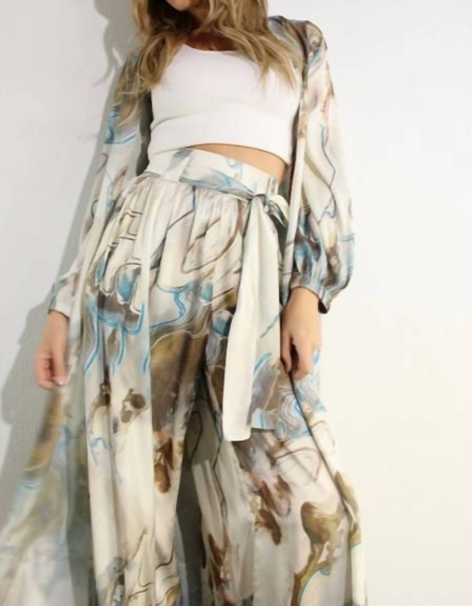 Mulla - Printed Cardigan & Pants Set