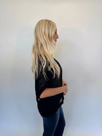 Romi The Brand Azure Crochet Classic Top in black - women's t-shirt - alternate view