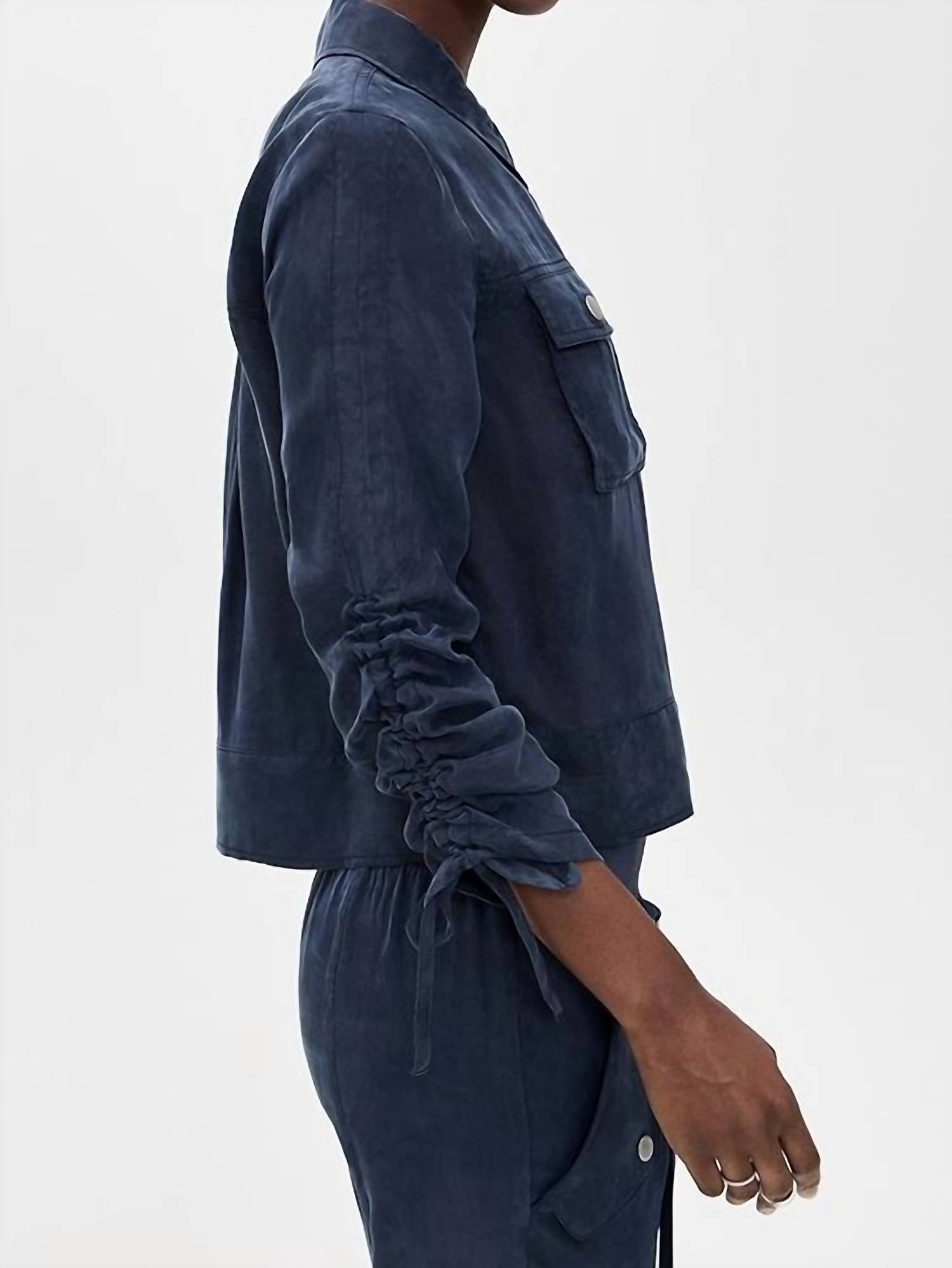 cinq a sept Dale Washed Twill Jacket in navy 1 - women's jacket - detail view