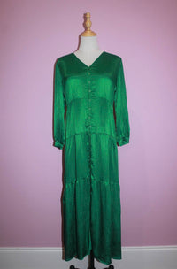 CHOKLATE PARIS Women's Silky Long Viscose Dress in green - women's dress