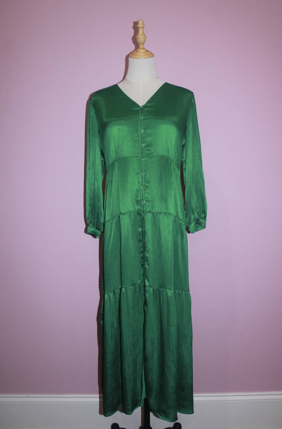 CHOKLATE PARIS Women's Silky Long Viscose Dress in green - women's dress
