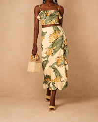 dress to Banana Maxi Skirt in paradise print - women's skirt
