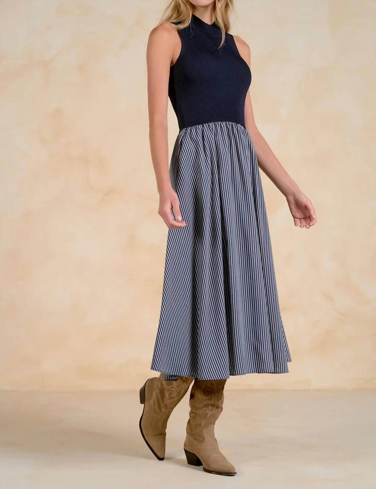 Elan - Mixed Media Striped Dress