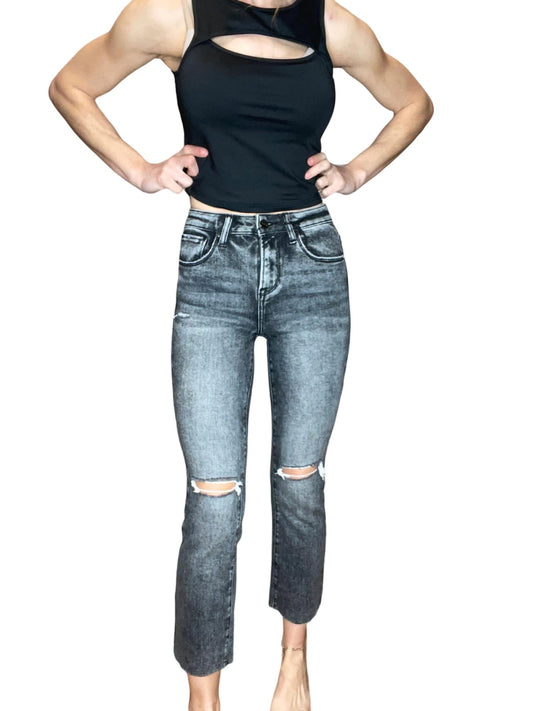 Risen - HIGH RISE ANKLE STRAIGHT JEANS