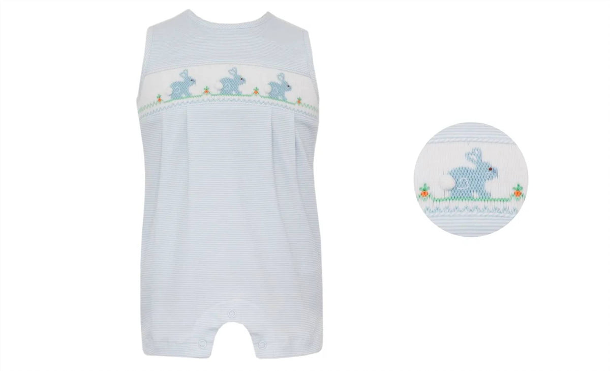 Petit Bebe - Boy's Bunny Smocked Stripe Knit John John
