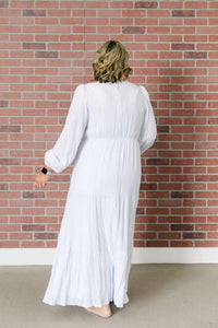 The White All In Tiered V-neck Dress in tiered v neck dress in white - women's dress - detail view