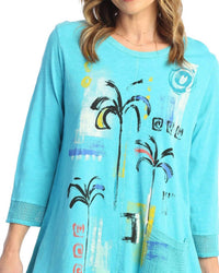 Jess & Jane - Palmetto Mineral Washed Mesh Contrast Cotton Top
