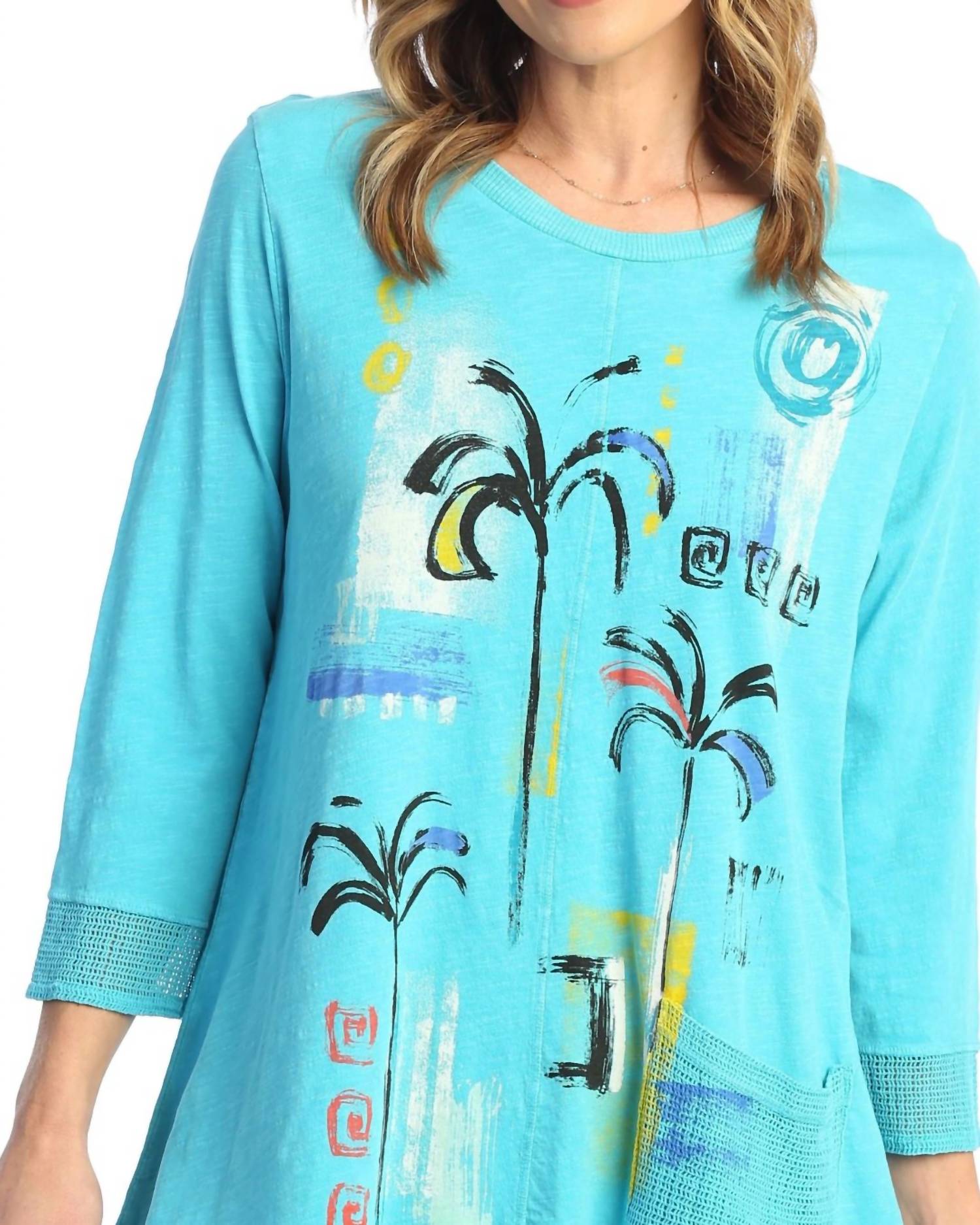 Jess & Jane - Palmetto Mineral Washed Mesh Contrast Cotton Top