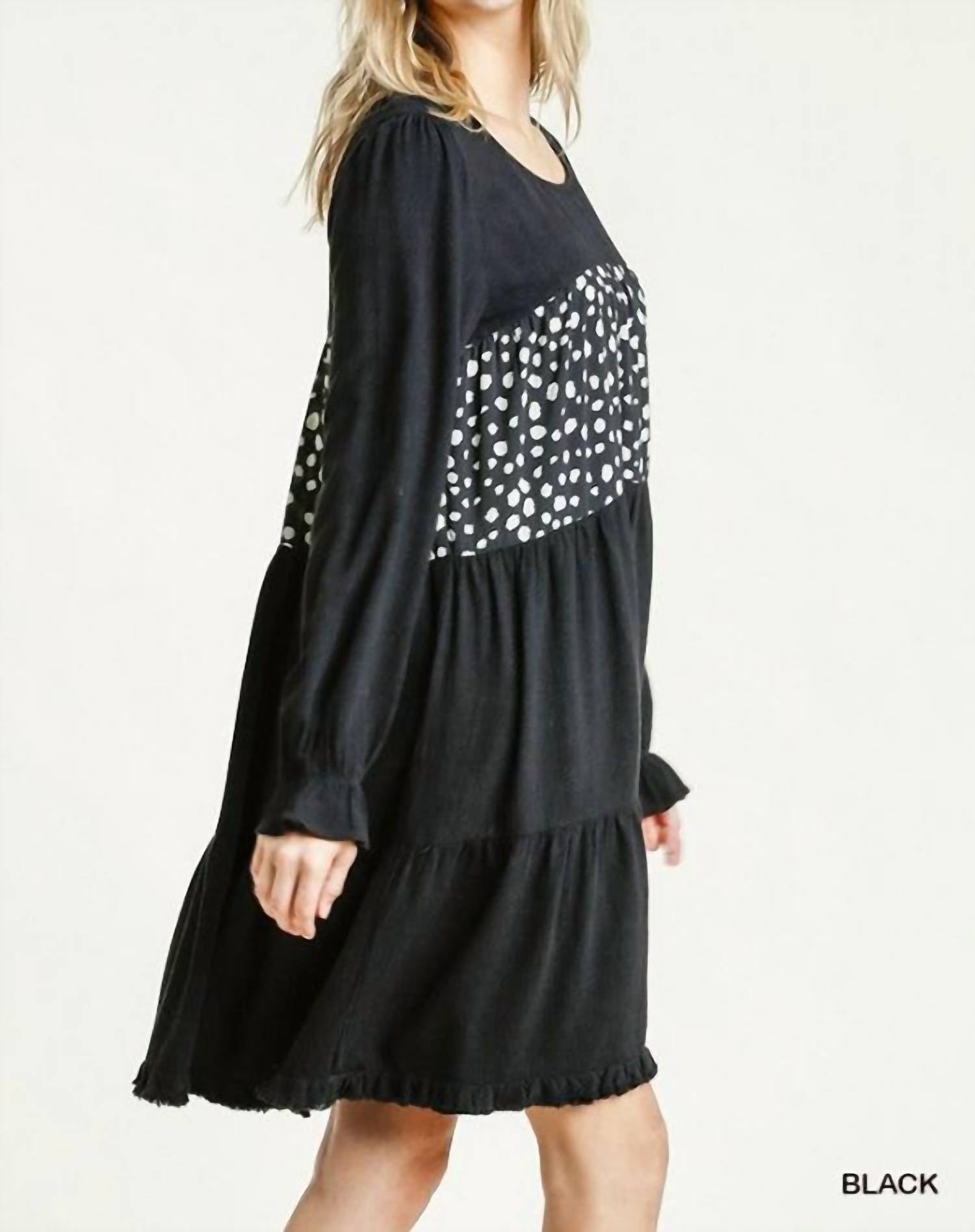Umgee - Spotted Tiered Fringe Dress