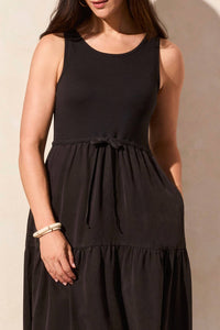 Tribal - Mixmedia Sleeveless Boat Neck Maxi Dress