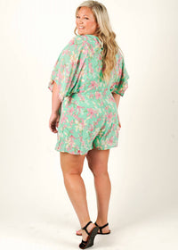 SHE + SKY Kimono Crush Romper in mint - women's pants - alternate view
