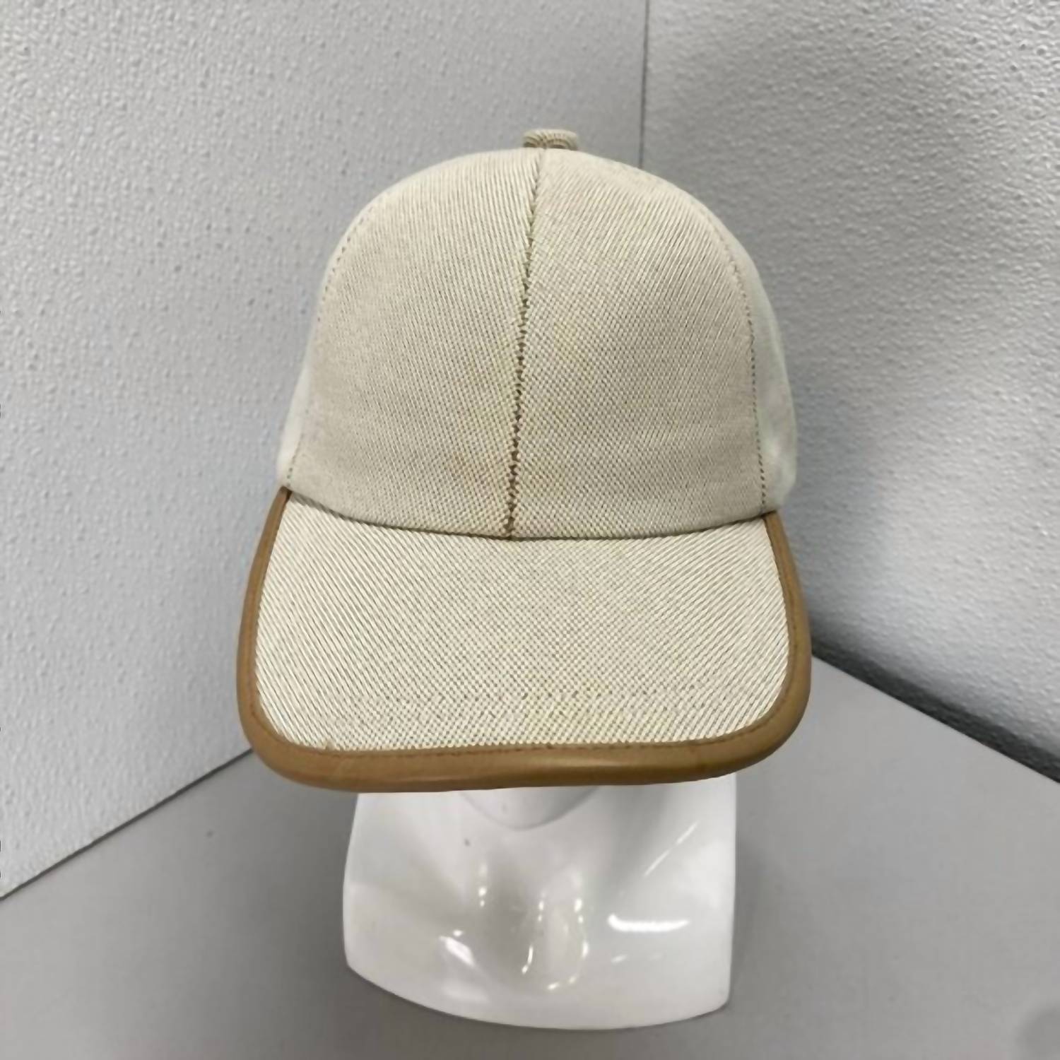Vince Unisex Leather Trim Baseball Cap in beige - women's hat - view 6