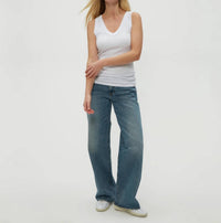 Michael Stars Blanche Ribbed Tank Top in white - women's tank top - alternate view