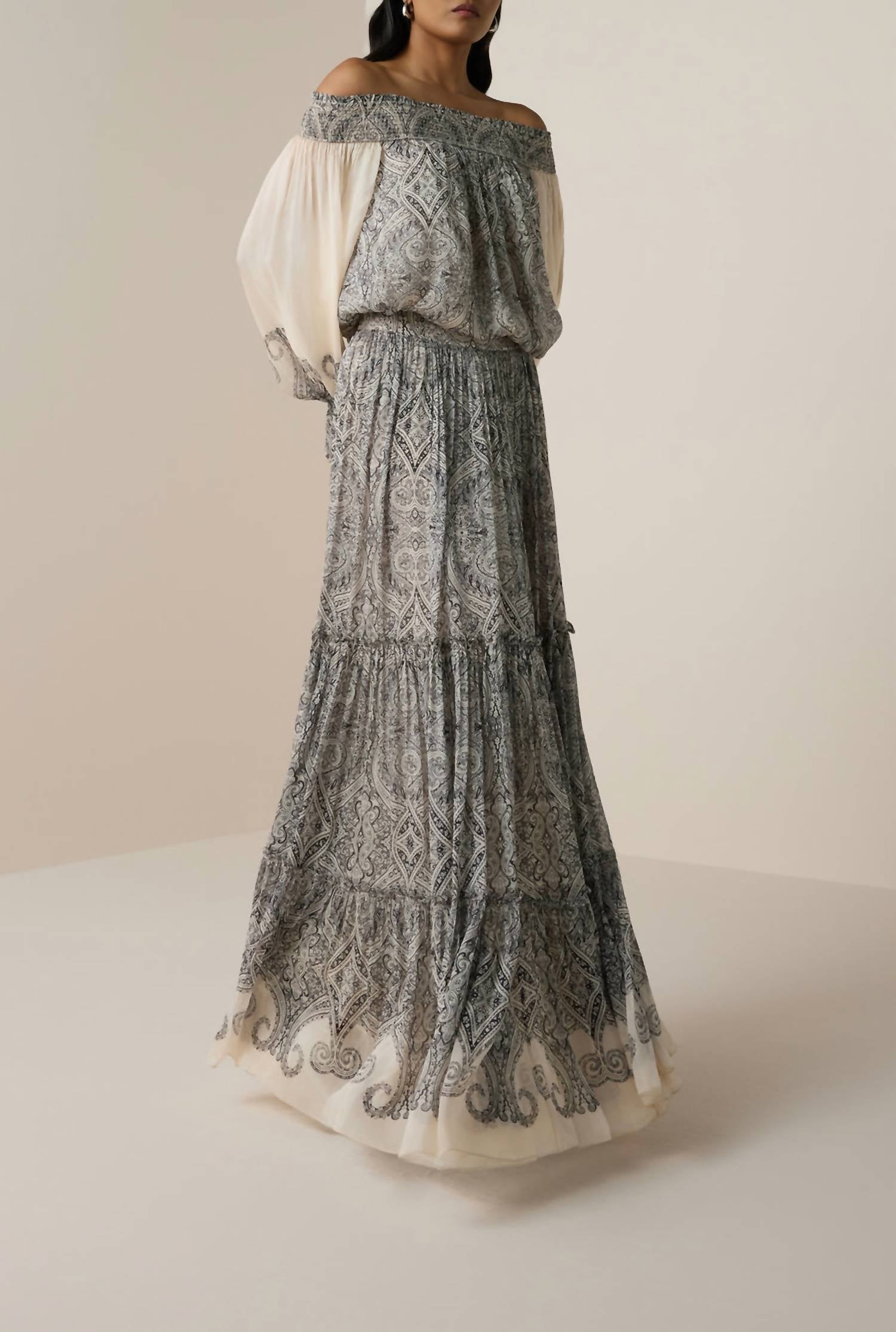 Hemant & Nandita - Chavi Smocked Detail Maxi Dress