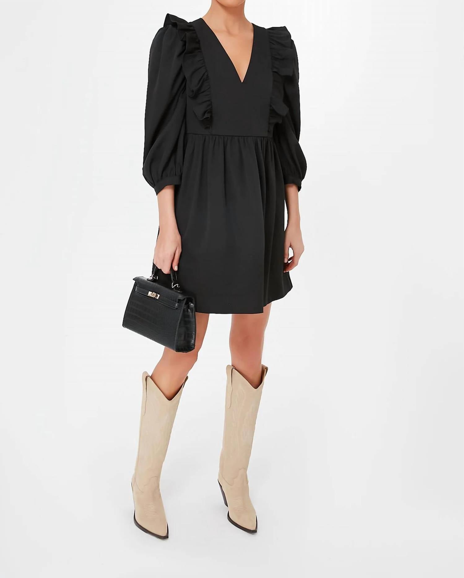 Pomander Place - Ruffle Balloon Sleeve Mini Dress