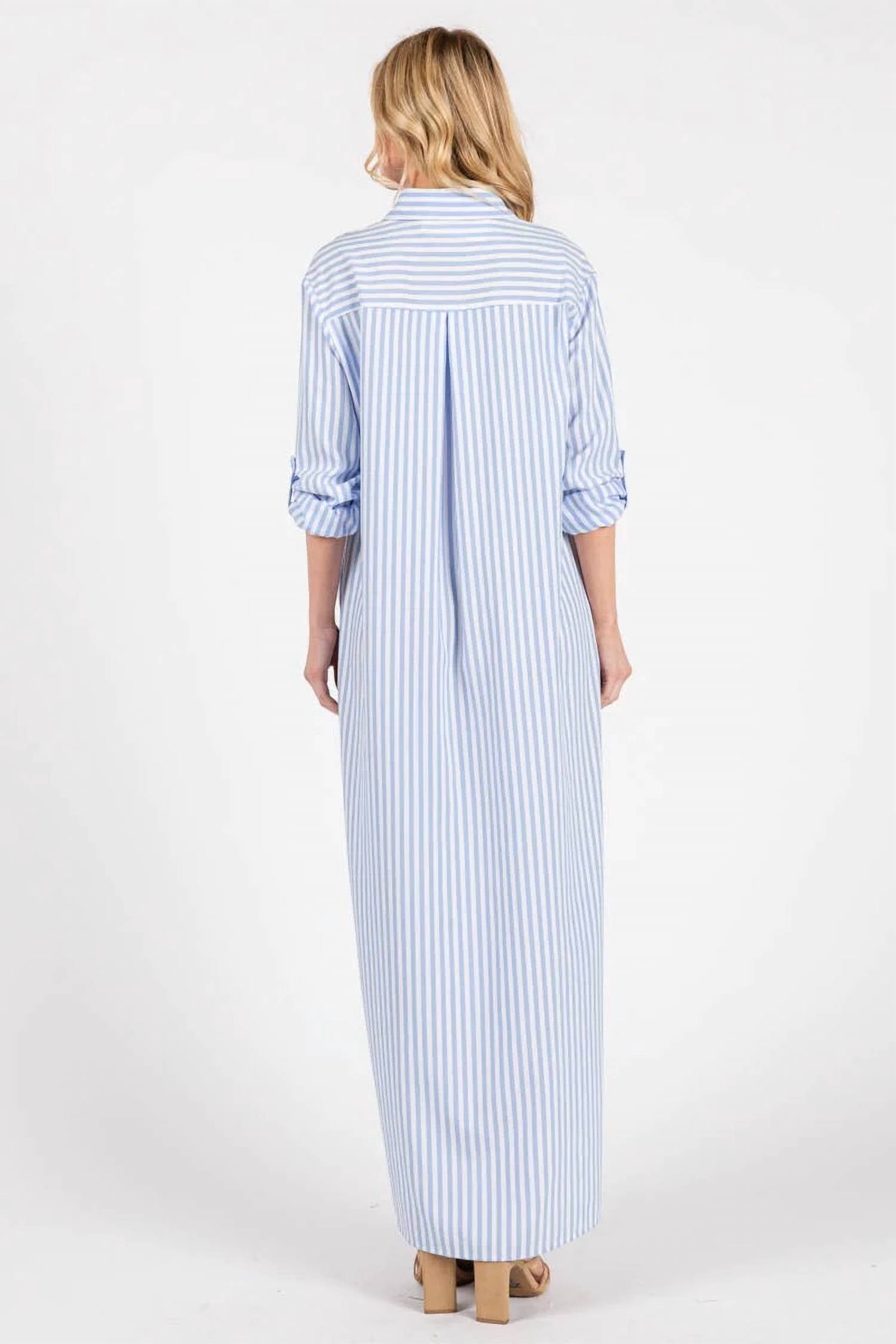 Peace Love Line - Seaside Striped Button Down Maxi Dress