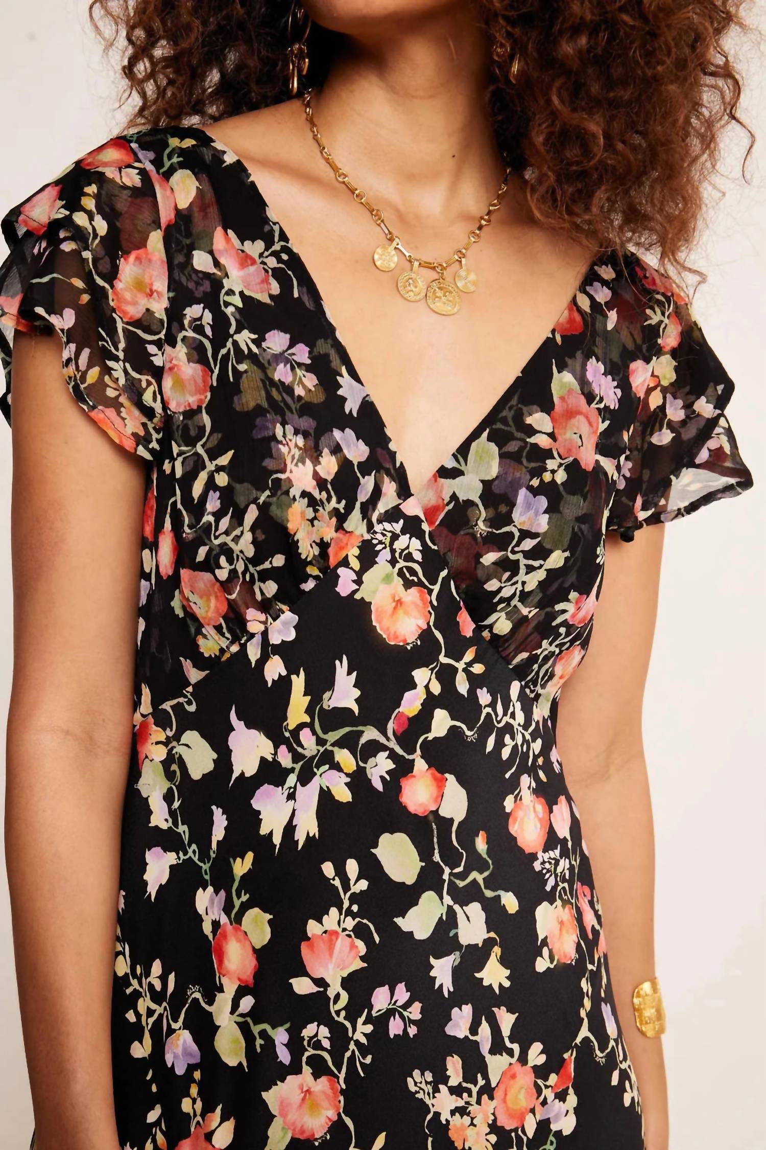 RIXO Women's Cinzia Dress in waterblossom noir - women's dress - alternate view