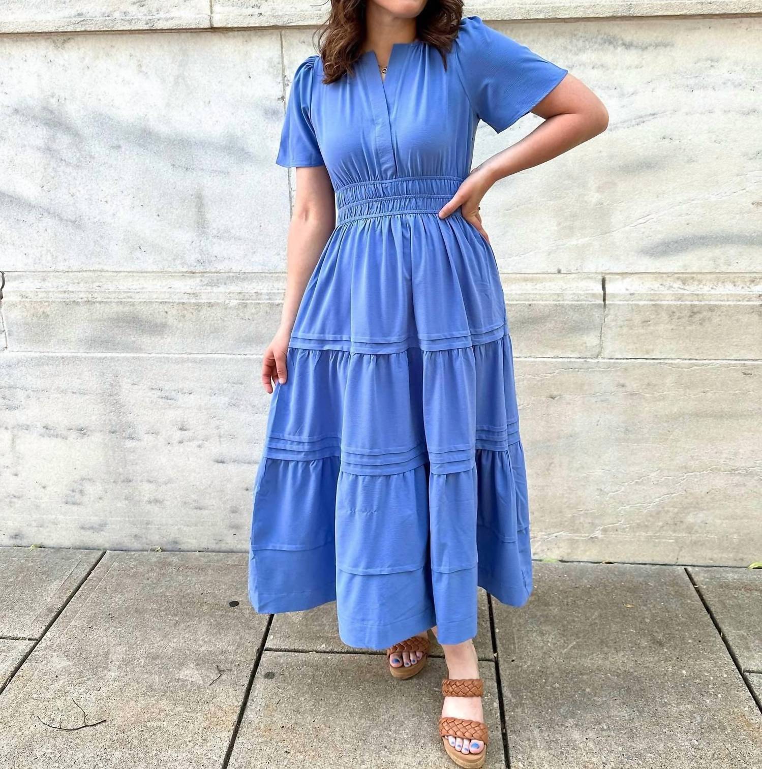 She + Sky - Garvin Pintuck Midi Dress