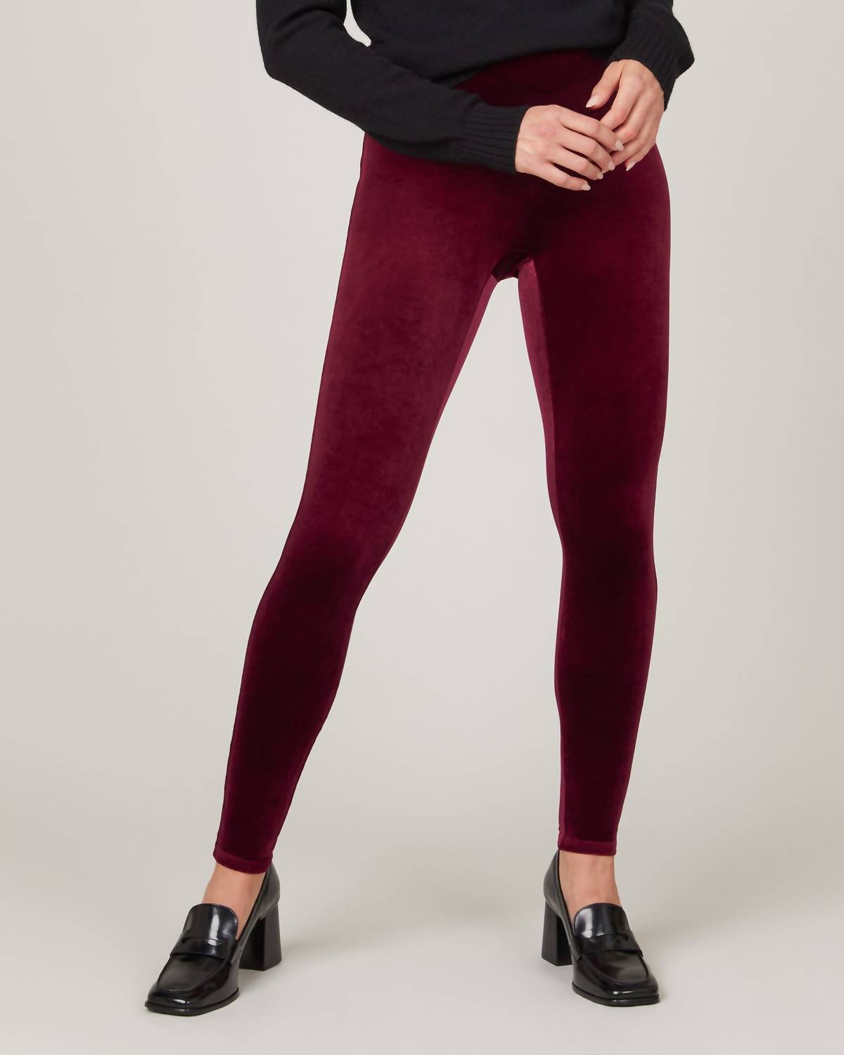 Spanx Velvet Leggings in rich burgundy - women's pants - view 4