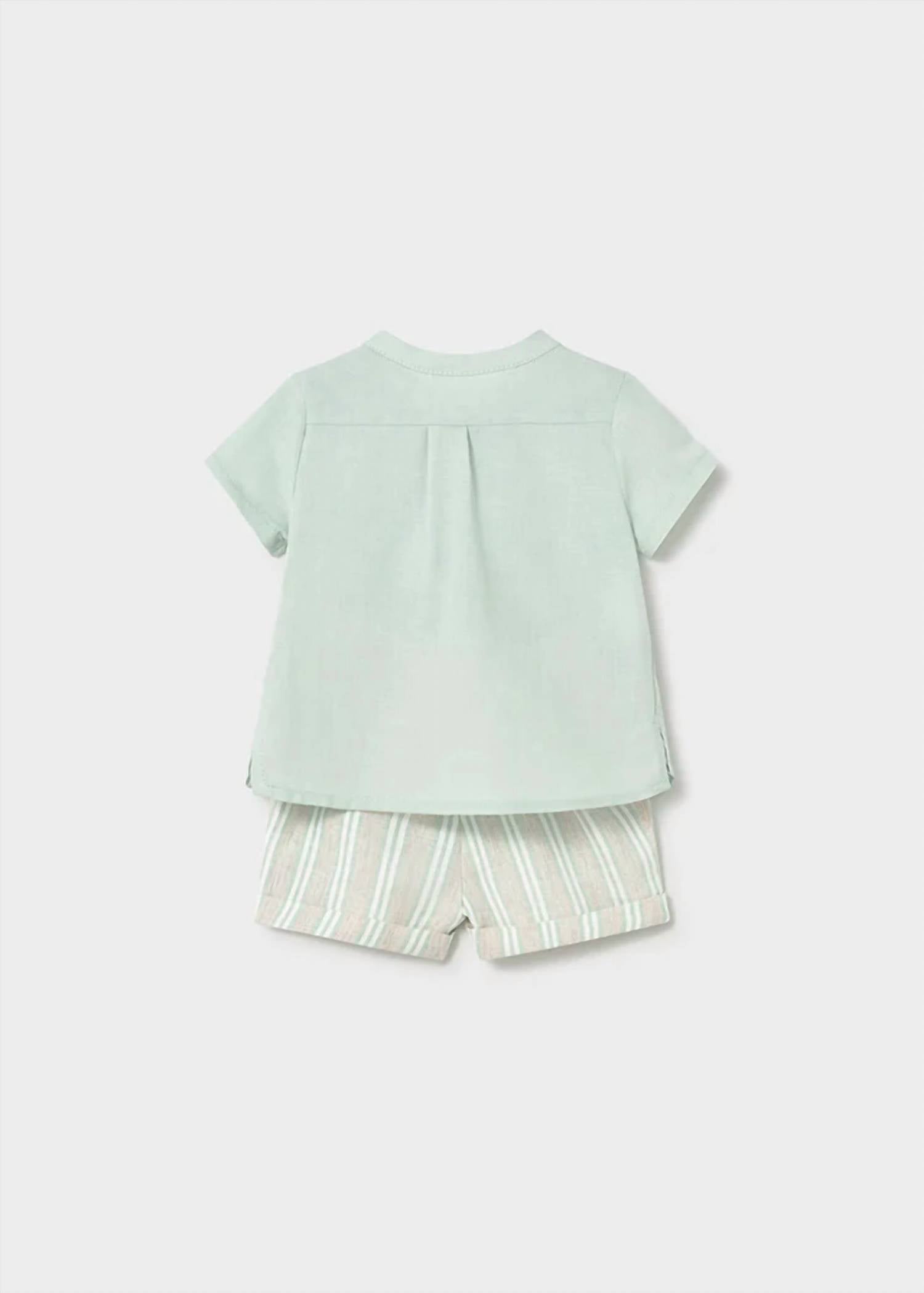 Mayoral - Boy's Mao Collar Stripe Short Set