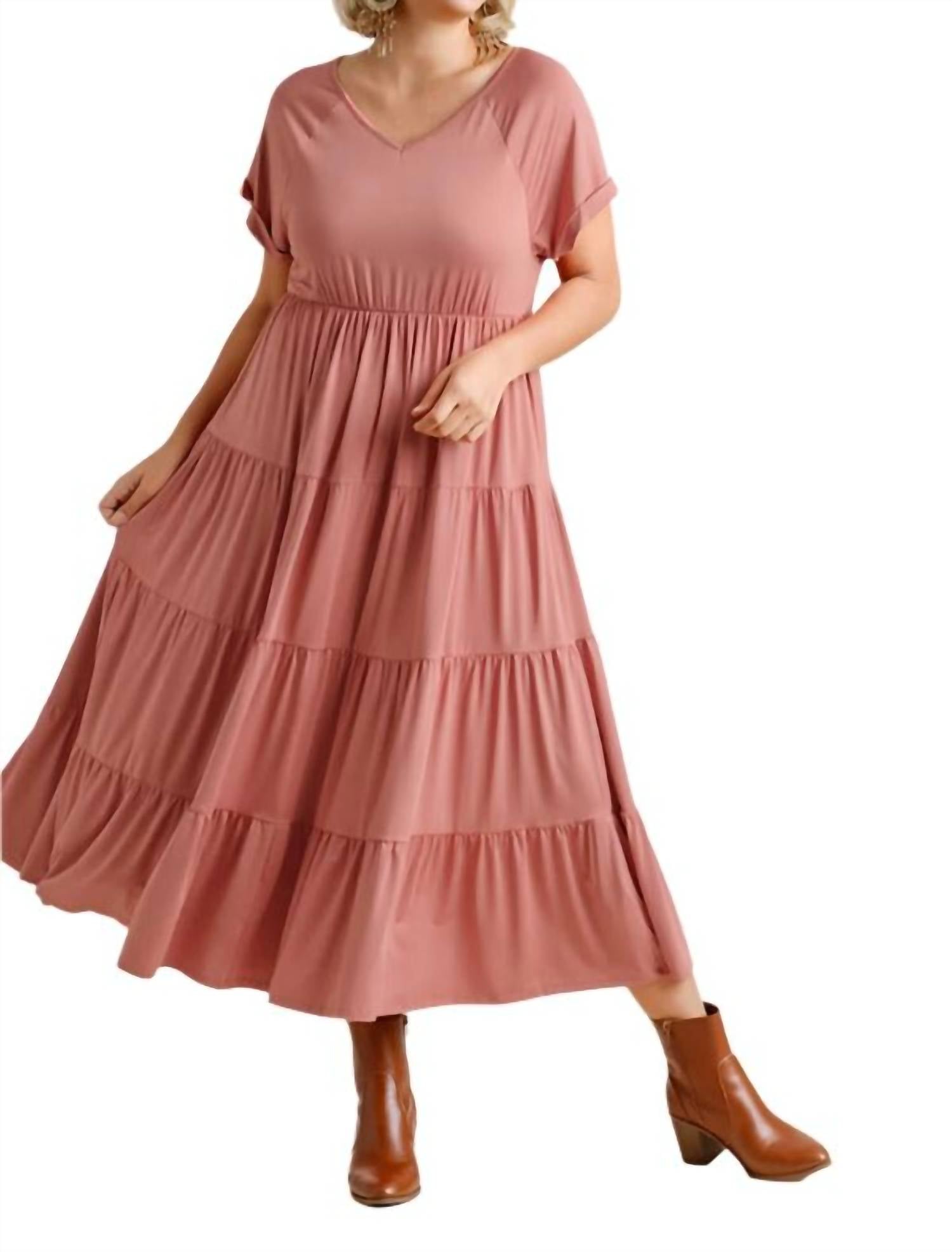 Umgee - Tiered V-neck Maxi Dress