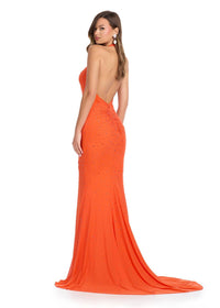 ASHLEYlauren Halter Gown With Press On Stones in orange - women's dress - alternate view