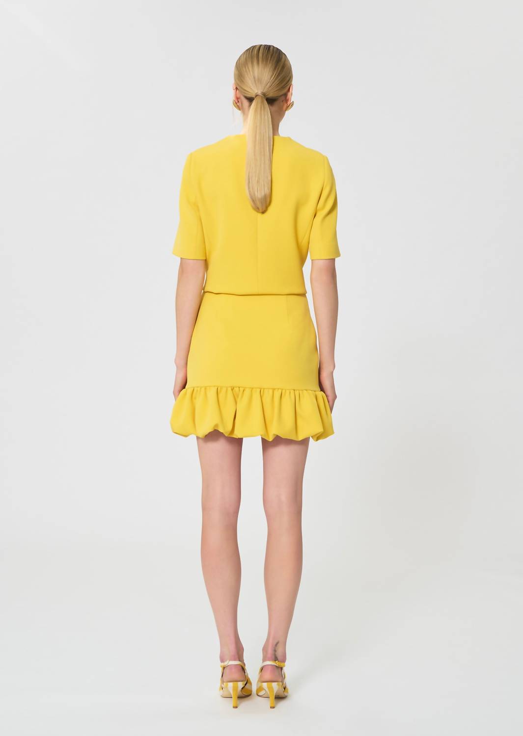TARA JARMON Josie Ruffle Mini Skirt in mimosa - women's skirt - detail view