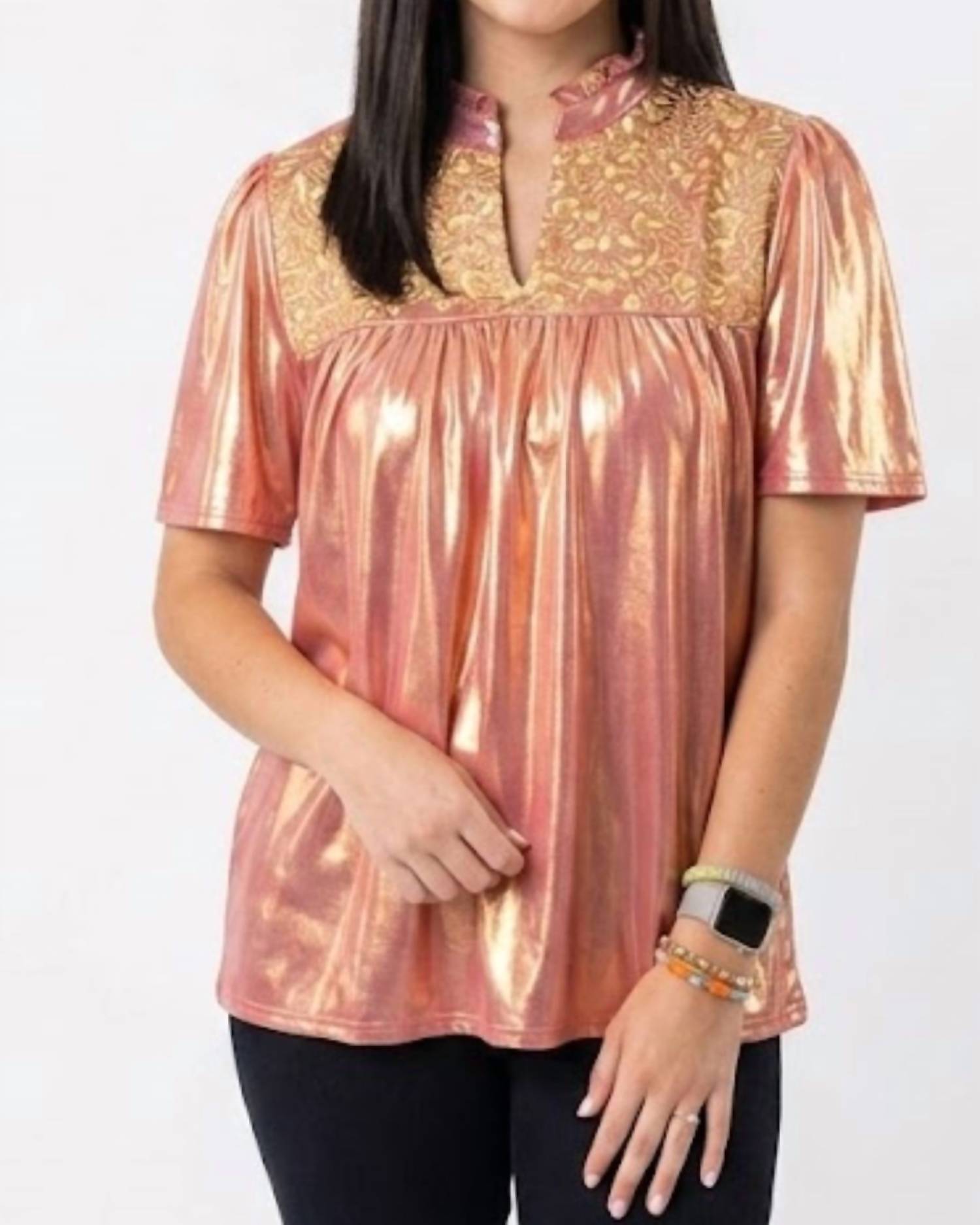 Layerz Clothing - V-neck Embroidered Top